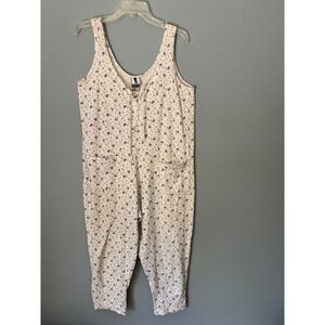 Vintage Workshop Clothing Floral Lace Up Jumpsuit Blue White Cotton Medium USA